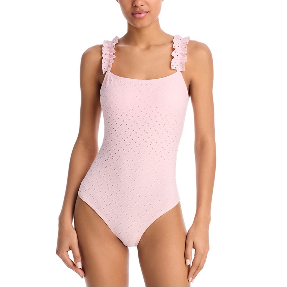 Aqua Ruffle‎ Strap One Piece Swimsuit Pink SMALL